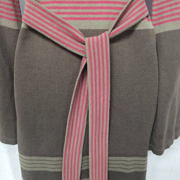 Prana Brown Red Striped Knit Dress Belted Boho Festival Hippie M - Picture 9 of 13